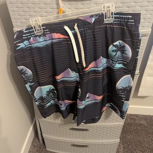 Sonoma Black Swim Trunk with Pink and Aqua Stripes
